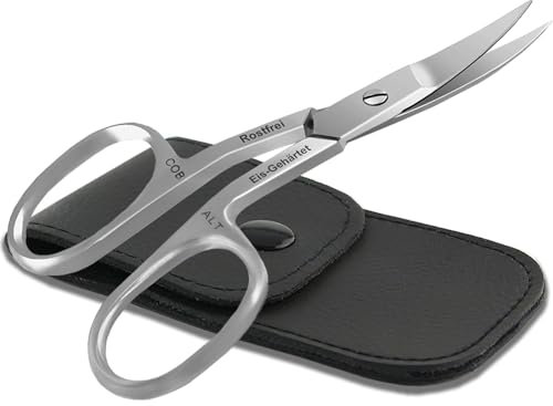 Ciseaux à ongles ergonomiques en acier inoxydable avec lame tranchante pour la manucure et la pédicure 9,5 cm, avec étui