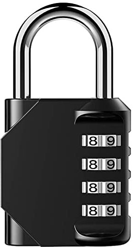 BeskooHome Code Padlock, 4 Digit Outdoor Waterproof Resettable Combination Padlock for School Gym Locker, Shed, Cabinet, Tool Box, Garage, Gate, (1 Pack Black)
