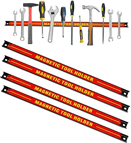 Sellnet - Set di 4 barre magnetiche per utensili da 60 cm, supporto magnetico per utensili, barra magnetica, portautensili magnetico, barra magnetica a parete (4 x 60 cm)