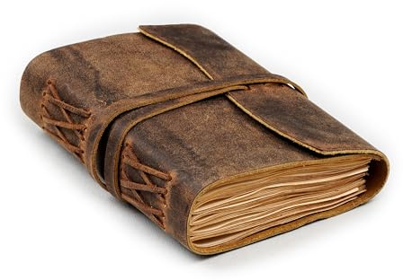 LEATHER VILLAGE Leather Bound Journal - Rustic Brown, 7X5, 220 Pages - Vintage Blank Paper Diary for Writing, Drawing, Sketchbook, and Travel Notebook - Ideal for Women and Men