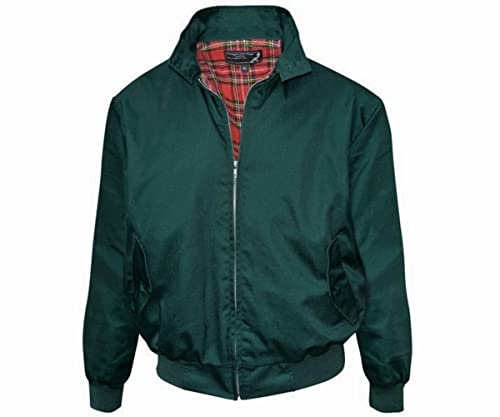 Spirit of England Classic Harrington Style Jacket Knightsbridge Bottle Green Tartan Lined (2X-Large)