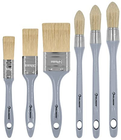 ROLLINGDOG Furniture Paint Brush- 3 Round Paint Brushes and 3 Flat Paint Brushes for Detail Painting Wood Work,Stain,Varnish(Pack Of 6)