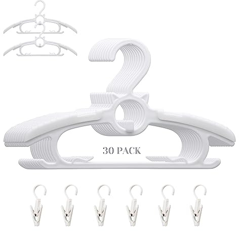Gencuoir Baby Nursery Closet Hangers, Ultra Thin Non-Slip and Extendable Laundry Infant Pant Hanger for Newborn Clothes 30pcs11“-14‘’ Adjustable Children Coat Hanger for Girl Boy Toddler Kids Child