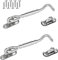 Hook and Eye Latch 4 Inch, 2pcs Stainless Steel Cabin Hook Door Hook Lock Heavy Duty Hook Latch with Screws for Cabinet Closet Door Window Garage Gate, Silver