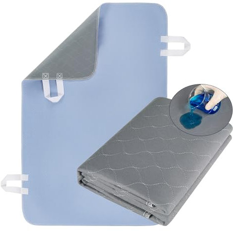 Winshine Betteinlagen, waschbar, wasserdicht, mit 4 Griffen, 86,4 x 132,1 cm, grau, schwere Saugfähigkeit, wiederverwendbare Inkontinenzeinlagen zur Unterstützung der häuslichen Gesundheitspflege,