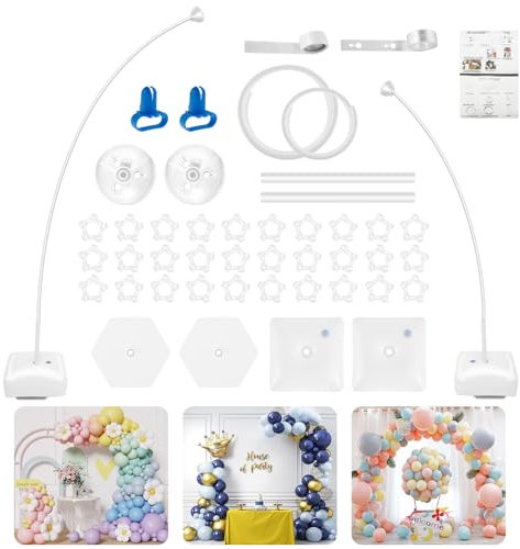 Kit di arco di palloncini riutilizzabili, kit di arco di palloncino semicircolare, set di supporto per arco di palloncino regolabile, arco a palloncino di compleanno per matrimonio, decorazioni di