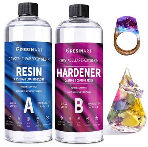 EPRESINART Set di resine epossidiche, 18oz/532ml Resina epossidica non tossica, chiaro set di resine da colata, resina epossidica in rapporto 1:1 per legno, gioielli, piano d'appoggio decorativo