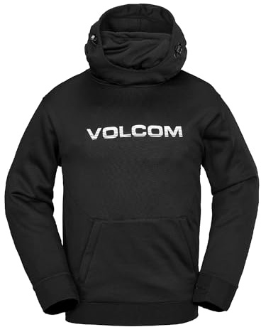 Volcom Hydro Fleece Riding Hoodie för män – vattenavvisande tröja med stormhuva och tumhål, Svart, S