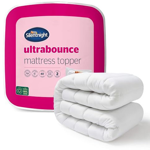 Silentnight Ultrabounce Mattress Topper - Supportive Comfortable Mattress Topper with Easy Fit Straps - Hypoallergenic and Machine Washable - Single