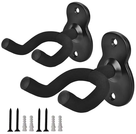 JurciCat 2 Ensembles support guitare mural Support mural guitare pour guitare noir Objectif général accroche guitare mural Pour Guitare Acoustique Guitare Électrique Basse etc