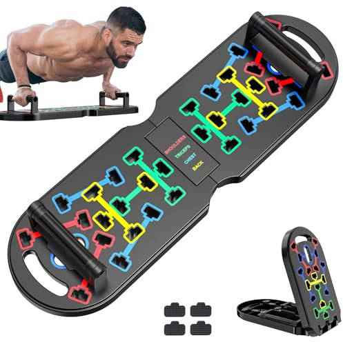 KUYOU Liegestützgriffe Liegestützbrett Set T6 Push Up Board Verbessertes Konzept 2024 Liegestütze Brett Liegestützgriffe