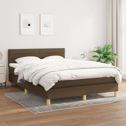 qohoio Boxspringbett mit Matratze Bett Mit Matratze Betten Boxspringbett Mit Matratze Schlafzimmer Bett Dunkelbraun 140x200 cm Stoff - 3140700