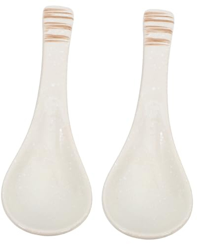 Amosfun Cucchiaio Da Cucina in Ceramica Giapponese Per Zuppa Di Ramen e Minestra, Cucchiaio Da Minestra Versatile Design Retrò Elegante, Utensile Da Cena Resistente e Facile Da Pulire