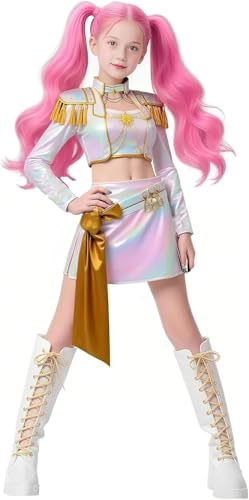 RPixc Costume de scène de chasse aux démons pour fille, idole pop coréenne Mira/Zoey/Rumi, personnage d'anime Halloween jeu de rôle (Mira, 110)