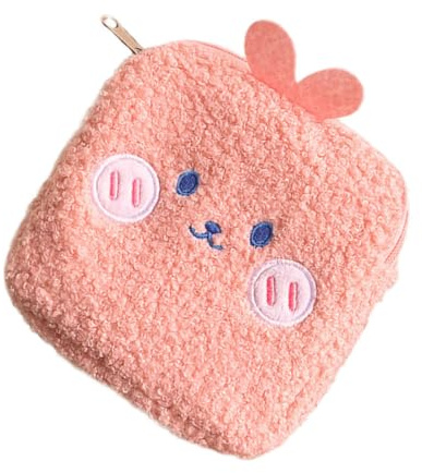 OATIPHO 1pieza Bolsa Mini Rosa para Compresas con Diseño de Peluche Neceser Portátil Multifunción con Cremallera para Almacenamiento de Artículos Personales y Productos de Higiene
