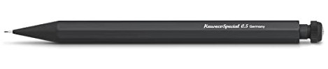 Kaweco SPECIAL Druckbleistift Schwarz 0.5 mm I Mechanischer Bleistift aus hochwertigem Aluminium zum Zeichnen I Luxuriöser Druck-Bleistift nachfüllbar mit Radiergummi I Druckminenbleistift 14 cm