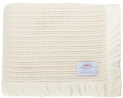 The Wool Company | Luxury Cellular Pure Wool Blanket | Double Bed Size 230x255cm | Traditionally Crafted Warm & Breathable Throw Blanket with Soft Satin Binding | Bed and Sofa Throw | Made in England