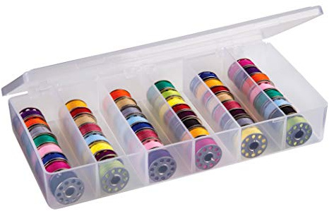 ArtBin 8156AB Large Bobbin Box, Sewing Bobbin Organizer, [1] Plastic Storage Case, Clear