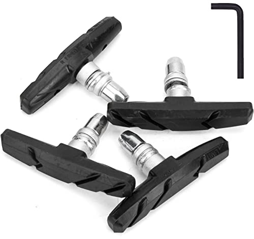 GPMTER 2 Pairs Bike Brakes Pads Set, 70mm for Cruiser MTB Mountain Bicycle Universal V-Brake Blocks with Hex Nut and Shims, No Noise No Skid