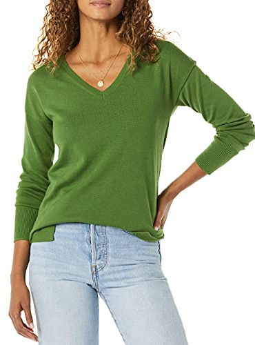 Amazon Essentials Women's Regular Fit Lightweight Long-Sleeved V-Neck Tunic Jumper (Available in Plus Size)