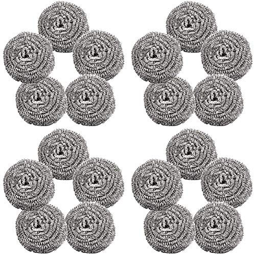 LATRAT 30 Stück Topfreiniger Edelstahl Stahlschwämme, Topfreiniger Scheuerspirale Topfkratzer mit Griff für Geschirr Spülschwamm Set Reinigungsschwamm