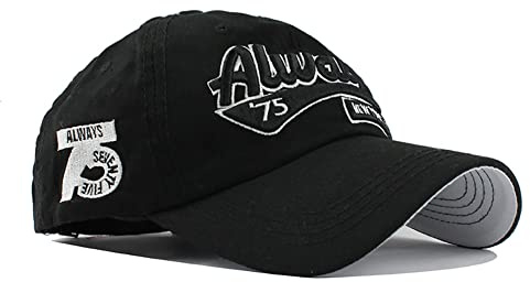 YULOONG Baseball Cap 100% Baumwolle Sonnenhut Fashion Stickerei Always New York City Sommer Outdoor Cap Verstellbare Größe Unisex Schwarz