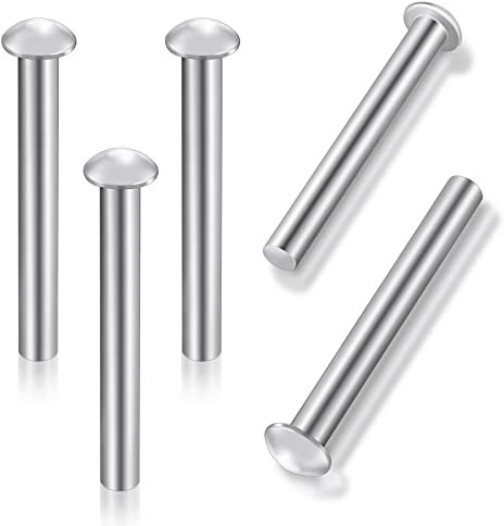 5 Pcs 50 x 6 mm Rivets Solid Round Head Aluminum Rivets Countersunk Fasteners for Shovel Spade Fork Rake Hoe Handle Repair Garden Lawnmower Industrial Household Use