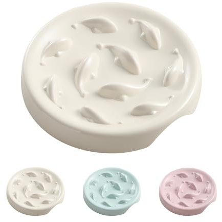 Comedero Gato Antivoracidad de Melamina - Cuenco para Gatos de Alimentación Lenta Anti Vómitos - Plato Interactivo con Laberinto - Apto para lavavajillas - Blanca