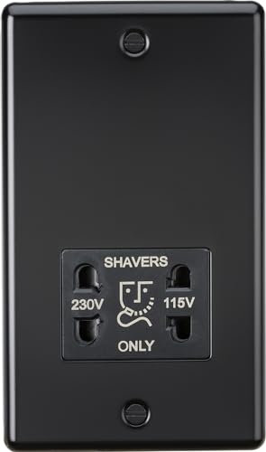 Knightsbridge 115-230V Dual Voltage Shaver Socket - Matt Black