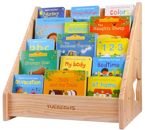 TUEGEGNS Montessori Bookshelf,Toddler Bookshelf for Kids,Organize Your Little One's Reading Adventure with Our Bookshelf - Perfect for Kids!(Wood)