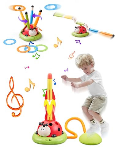 Fullware Geschenk Kinder Junge Mädchen 5 6 7 8 9 Jahre Ringwurfspiel! Jump Rope! Rocket Launcher! 3 in 1 Outdoor Spielzeug, Gartenspielzeug Kinder mit Musik, 4 Geschwindigkeiten, Fernsteuerung