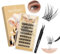 NAGARAKU Cils Auto-Adhésifs avec Pince 48 Clusters Self Adhesive Lash Épais Volumineux Sans Colle Ni Dissolvant Pressage en Une Étape Grappes de Cils Réutilisables Pré-Collés Fluffed(0,07mm C 10-16mm)