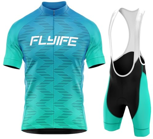 Maillot de Ciclismo para niños y niñas, Camiseta de Manga Corta y Pantalones Cortos con Almohadilla para el Asiento con 9D Gel Acolchado para Equipos Pro (TYP-5,M)