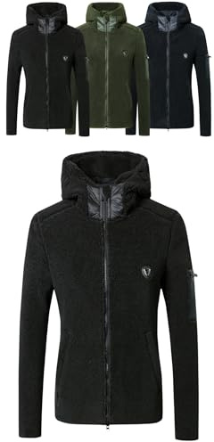 Covalliero - Damen Hoodyjacke | Zipper Hoodie aus Teddy-Fleece | Kapuzenjacke mit 2-Wege-Reißverschluss | Übergangsjacke mit 3 Taschen | Reitjacke in Black | Reitbekleidung in Größe XL