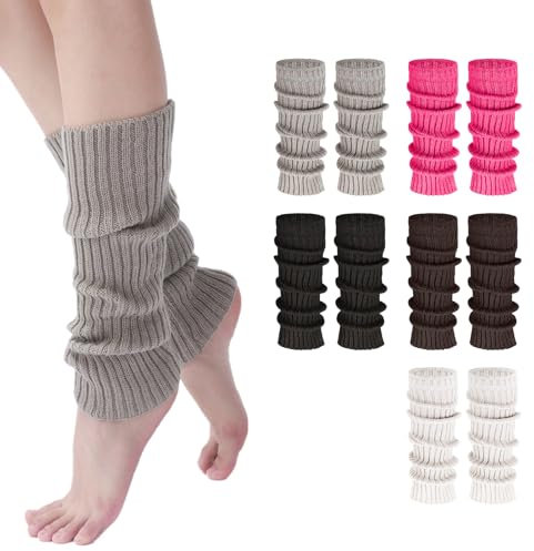 GUTERTOP 5 Paare Winter Stulpen Damen, Lange Beinstulpen Damen, Crochet Stricken Beinwärmer Damen für Winter, Frühling und Herbst
