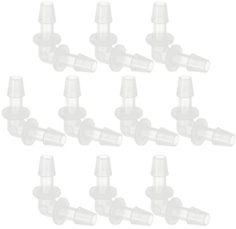 PATIKIL 1/4 Raccord en Plastique coude à 90 degrés pour Tuyau barbelé, Lot de 10 Raccords en L à barbelé Connecteur de jonction égal à 2 Voies Raccord de jonction pour Aquarium, Carburant