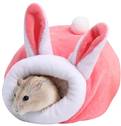 Lotsdonxia Cozy Winter Hamster Nest, Miniature Soft & Warm Pet House, Adorable Sleeping Abode for Tiny Animals（Pink）