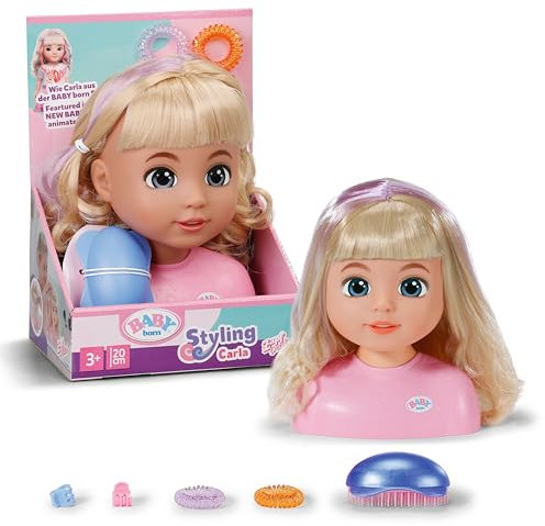 BABY born Stylingkopf Carla, Frisierkopf mit hochwertigem Nylon-Haar zum Stylen inkl. Accessoires, für Kinder ab 3 Jahren geeignet, 838846 Zapf Creation