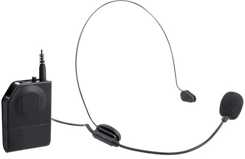 Trevi EM 408 UHF Set di Microfoni Wireless UHF con Archetto e Clip, Ricevitore Universale Jack 6.3mm, Ideale per Presentazioni, Karaoke e Insegnamento, Funzionamento Fino a 20 Metri