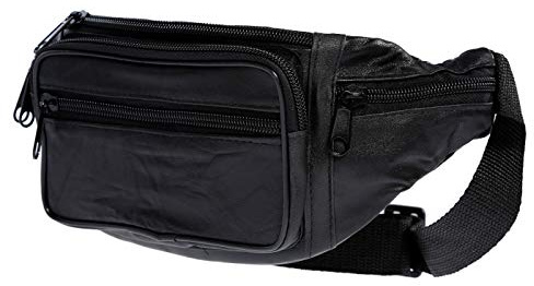 Leder Bauchtasche für Herren Damen Schwarz Braun Waistbag Hüfttasche Waist Bag (Schwarz-RFID)