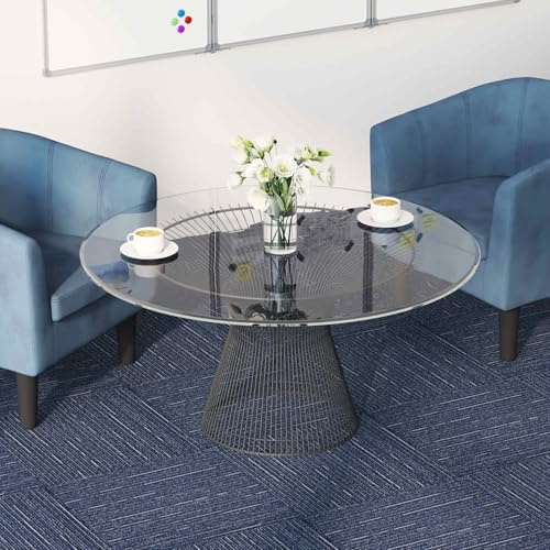 Runheo Azulejos de alfombra a rayas azules, 50 x 50 cm, 36 unidades, polipropileno y betún para suelos con pisada insonorización para salón, dormitorio, laminado, parqué renovación