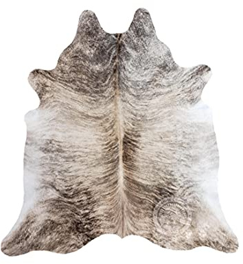 Sunshine Cowhides 100% Genuine Light Grey Beige Brindle Cowhide Rug - Modern Style Animal Skin Rug & Floor Carpet for Living Room, Bedroom, Kitchen & More - Extra Large (6x7-8 Ft.)