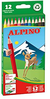 Alpino Buntstifte 12 Stück | Kinder-Buntstifte | Zeichnen und Malen mit leuchtenden und lebendigen Farben | Schulbedarf | Malstifte Etui