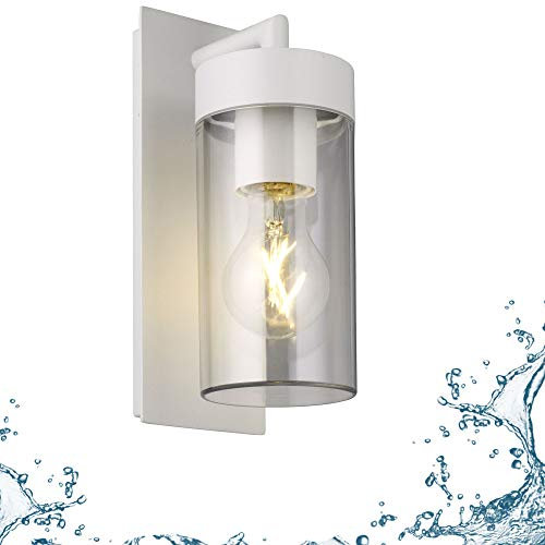 max K O M F O R T Aussenleuchte Wand Aussenwandleuchte E27 weiß Wandleuchte Aussenlampe Wandlampe Aussenleuchte Aluminium Aussenwandlampe 1883 WH