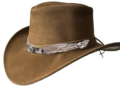 BRANDSLOCK Leather Cowboy Hat for Men Women Lightweight Handcrafted Western Shapeable Wide Brim Durable Cowgirl Outback Hat