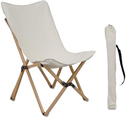 osoltus Holz Faltsessel Sessel Campingsessel (Beige, Stuhl) faltbar Hocker für Outdoor und Indoor
