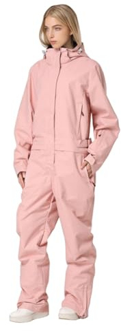 HOTIAN Damen Schneeanzug, Damen Einteiler Skioverall Wasserdicht Winddicht Winter Warme Einteiliger Skioverall,für Wandern Klettern Isoliertes Snowboarden Pink-Women S