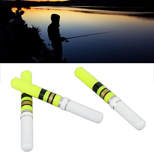 Galleggianti da pesca luminosi 3 pezzi da pesca notturna cilindrica LED galleggiante luminoso incandescente galleggiante coda LED strumenti bastone per campeggio all'aperto Picnic(Verde)