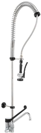 GastroHero Einloch Geschirrwaschbrause Profi 200 mit Mischbatterie Schwenkhahn 400 mm Gastro Spülbrause Federbrause für Gewerbespüle Gastronomie Spültischarmatur