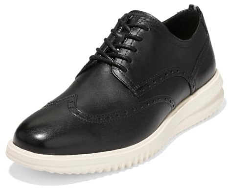 Cole Haan Men's Grand+ Wingtip Oxford, Black/Ivory, 10
